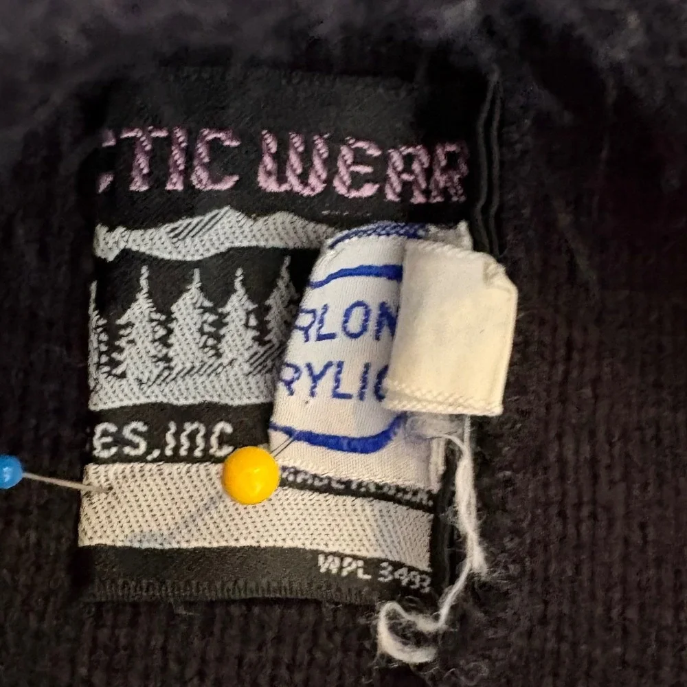 Vtg 70s Arcticwear Snowmobile Racing Sweater M 38 Black Gorpcore Moto Zip Back